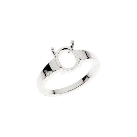 Oval Solitaire Ring Mounting in Sterling Silver or 14k Gold, Different Setting Sizes and Custom Sizes Available.