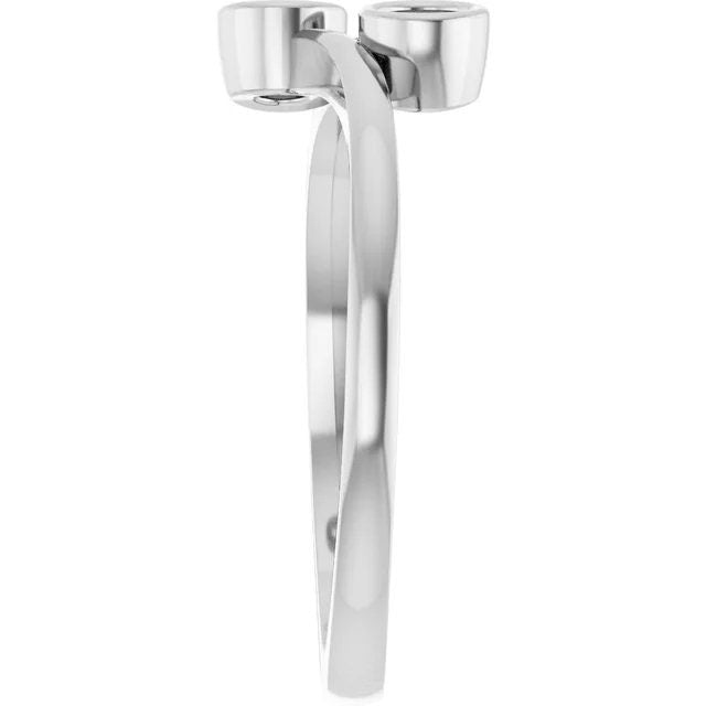 Two-Stone Bezel-Set Ring Setting | Bypass Style in Sterling Silver or 14k Gold