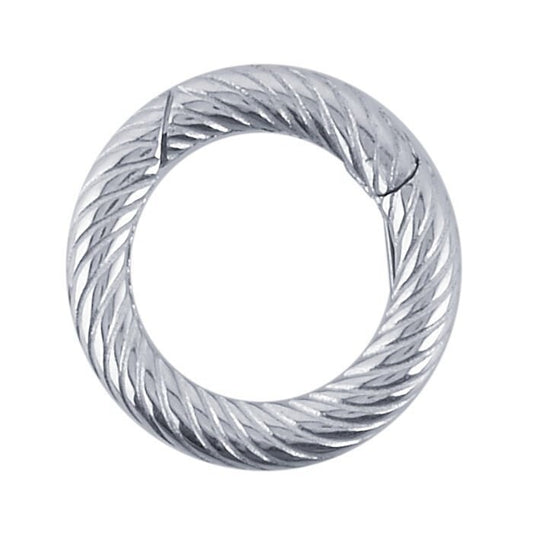 Sterling Silver Oxidized Twist Round Hinged Hook Clasp