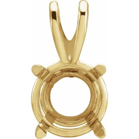 10k yellow gold round 4-prong pre-notched pendant mounting