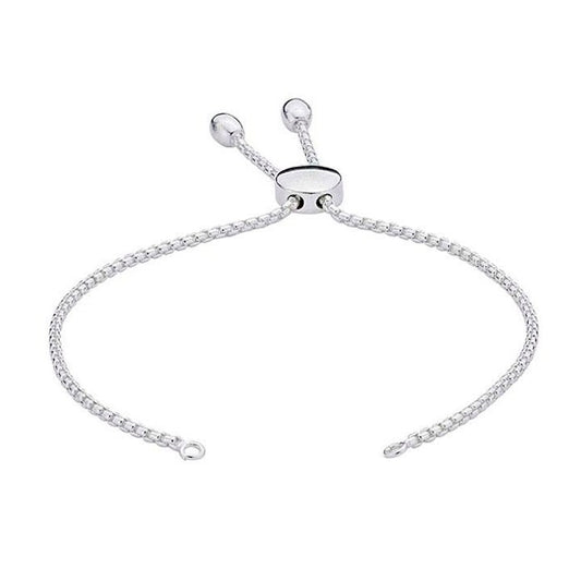 Sterling Silver 1.8mm Rounded Box Chain Bracelet Component, Adjustable