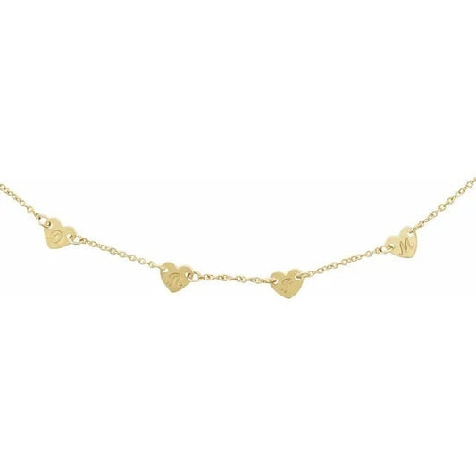 14K Yellow Heart Engravable Family 16" Necklace, choose 1 to 5 hearts