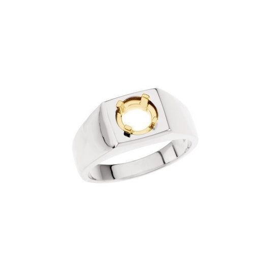 Men's solitaire ring mounting in 6.5mm setting, available in different Sterling Silver, 10k Gold, 14k Gold, Twotone