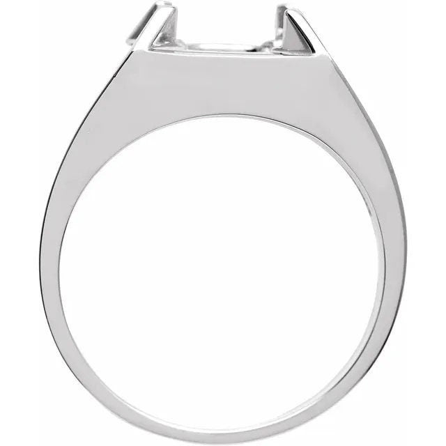 Men's ring, oval prong setting in sterling silver, or gold, choose your setting size