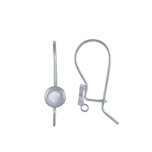 Sterling silver 6mm round bezel kidney ear wire mounting with loop