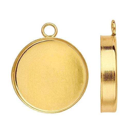 14/20 yellow gold-filled round cabochon component mounting