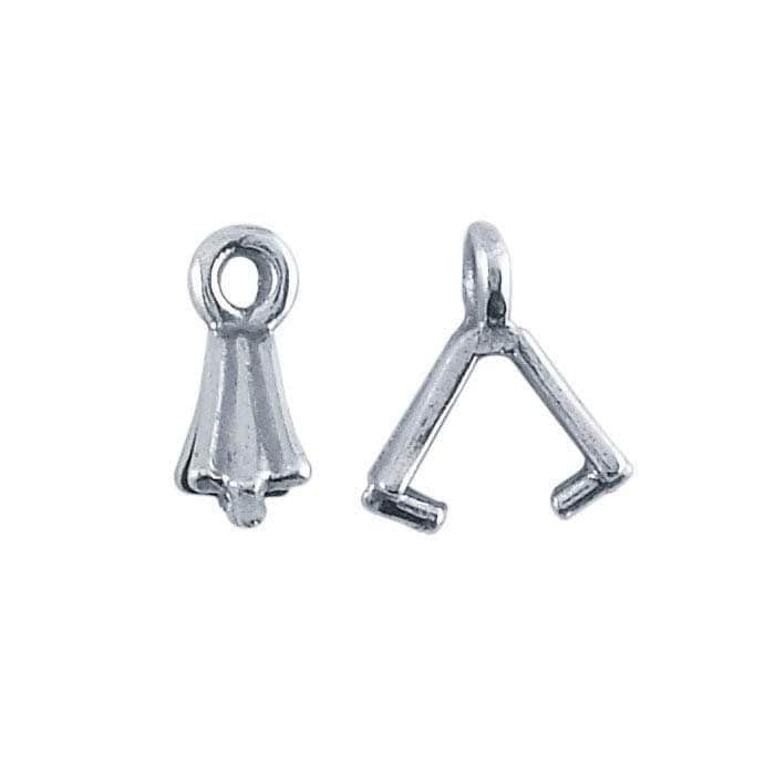 Sterling Silver Small Corrugated Pinch Pendant Bail with Ring