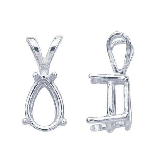 Sterling silver pear readyset™ basket pendant mounting, 4-prong, different sizes available