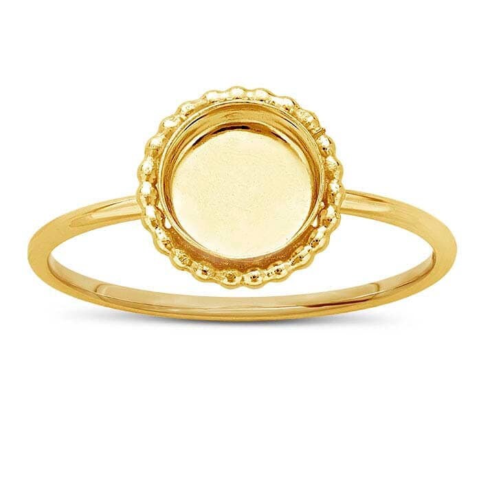 Beaded round cabochon ring mounting in 925 sterling silver or 14/20 gold filled