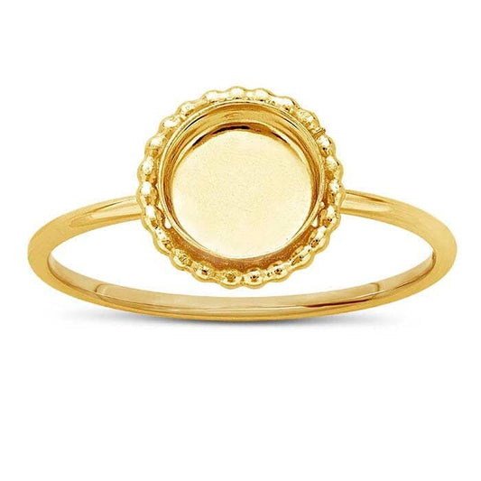 Beaded round cabochon ring mounting in 925 sterling silver or 14/20 gold filled