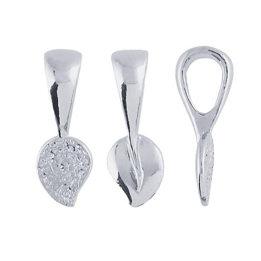 Sterling Silver Leaf Glue-On Pendant Bail, choose your size....