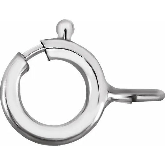5 mm seamless spring ring with open jump ring, available in sterling silver, 10k gold, or 14k gold