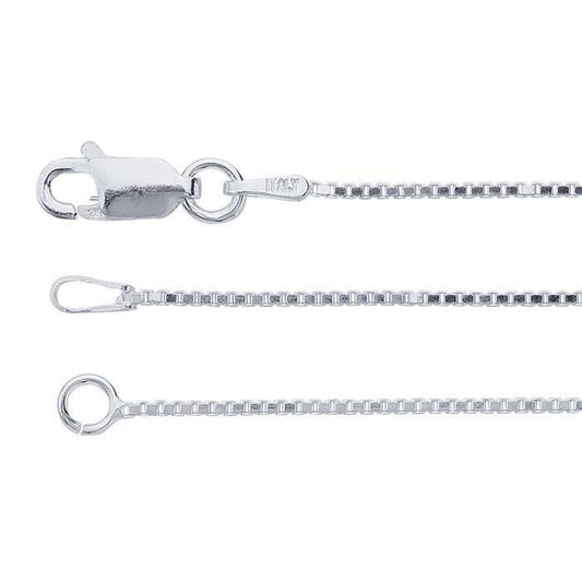Sterling silver 1mm box chain necklace component for festoons, 16" or 18" available