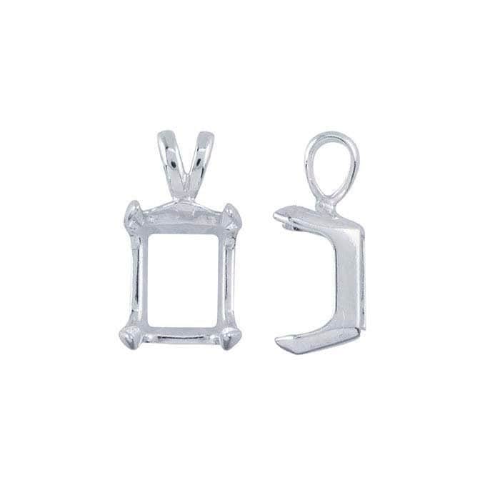 Sterling silver  octagon / emerald readyset pendant mounting, 4-prong