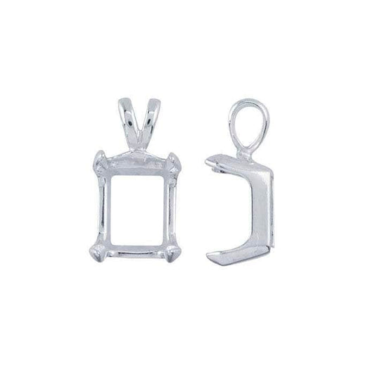 Sterling silver  octagon / emerald readyset pendant mounting, 4-prong