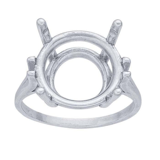 Sterling silver ready-set round ring mounting, available in 3 setting sizes