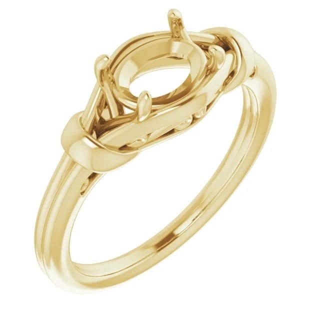 Oval knot ring 7x5mm mounting available in sterling silver, 14k yellow gold, and 14k rose gold,
