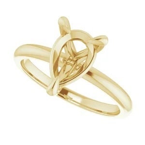 14k yellow, or white gold pear solitaire engagement ring mounting, choose your setting