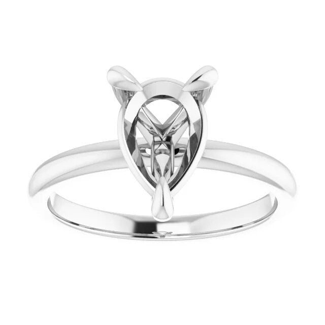 14k yellow, or white gold pear solitaire engagement ring mounting, choose your setting