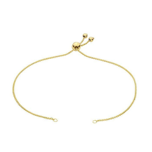 14k gold diamond-cut wheat chain bracelet component, adjustable, your choice, yellow, rose, or white gold