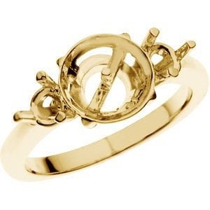 Pearl ring mounting for 5 sizes of pearls, and accent side stone mounting, choose sterling silver or 14k gold, white gold.