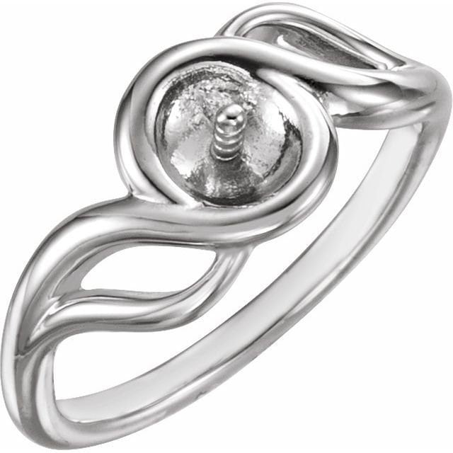 Ring Mounting for 7 mm Pearl in Sterling Silver or 14k white Gold
