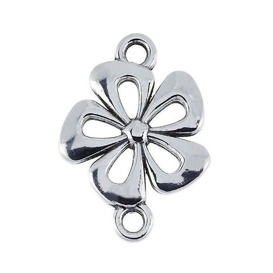 Sterling silver flower link component,