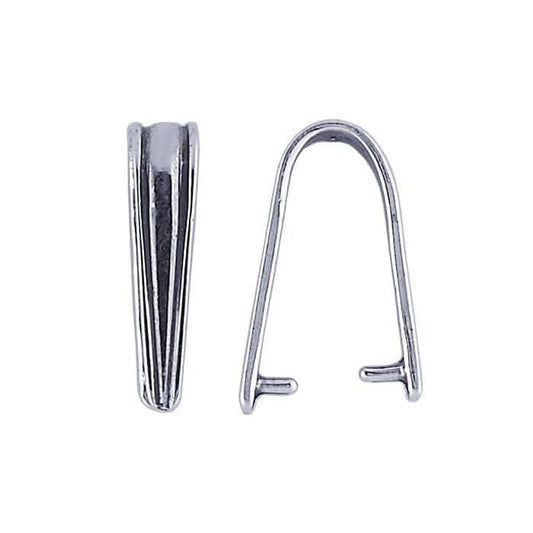 Sterling silver grooved pinch bail, 11x4mm, sold per piece