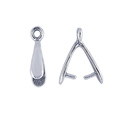 Sterling silver pinch bail 10x3mm, briolette bail, sold per piece