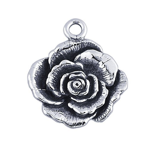 Sterling silver rose blossom charm