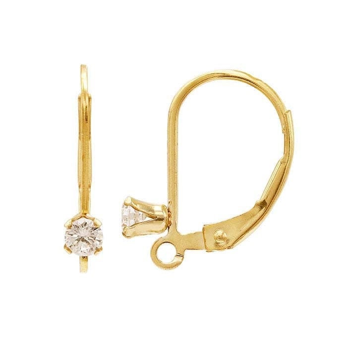 14k gold-filled cz-set lever-back ear wire with open ring - sold in pair