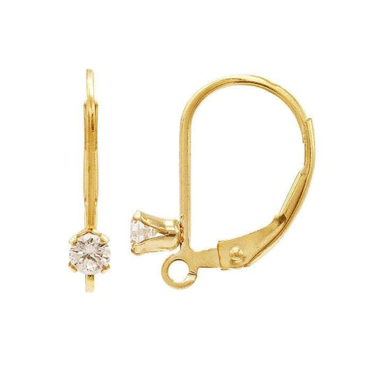 14k gold-filled cz-set lever-back ear wire with open ring - sold in pair