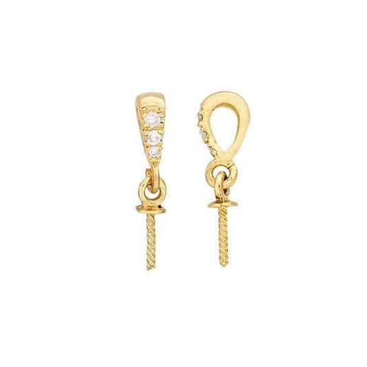 14k yellow gold diamond-set pearl pendant mounting