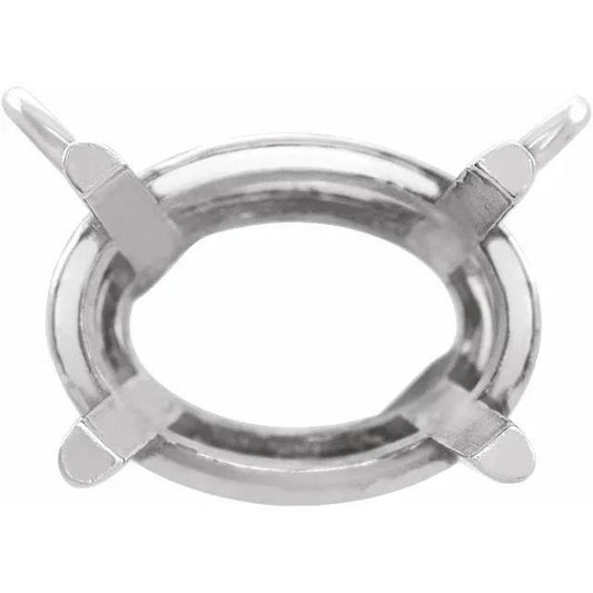 Oval 4-prong basket necklace center, choose your size and metal