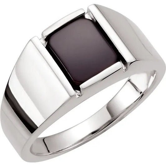 Men's Sterling Silver Natural Black Onyx Ring in sz 11