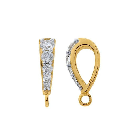 14K Yellow or White Gold Diamond-Set Pendant Bail with Ring