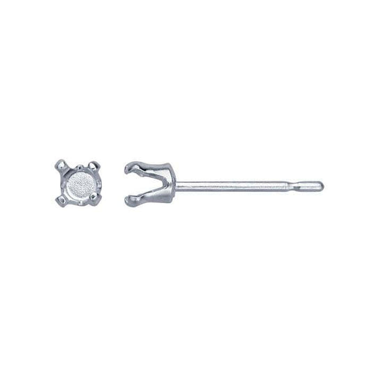 Sterling Silver Round Snap-Set Earring Post Mounting: 4-Prong DIY