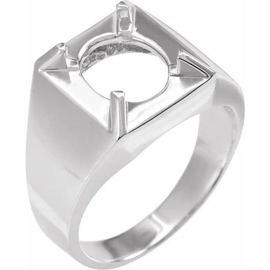 Men's ring, oval prong setting in sterling silver, or gold, choose your setting size