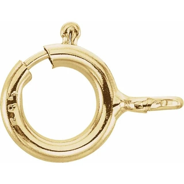 5 mm seamless spring ring with open jump ring, available in sterling silver, 10k gold, or 14k gold