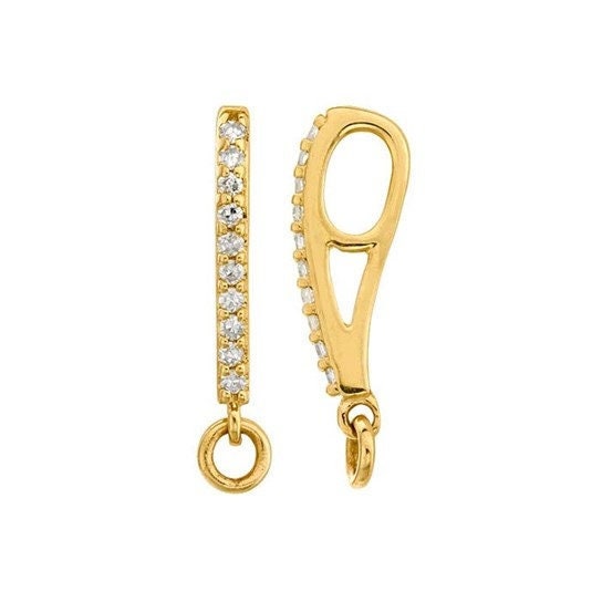 14K Gold Diamond-Set Pendant Bail with Ring, choose yellow or white gold