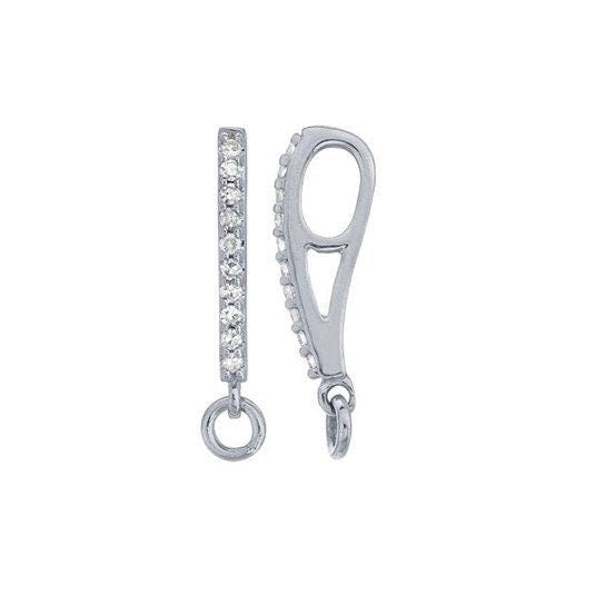 14K White Gold Diamond-Set Pendant Bail with Ring,