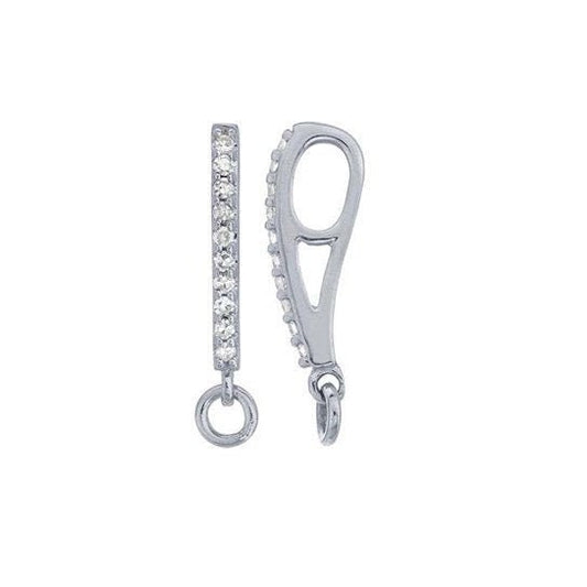 14K White Gold Diamond-Set Pendant Bail with Ring,