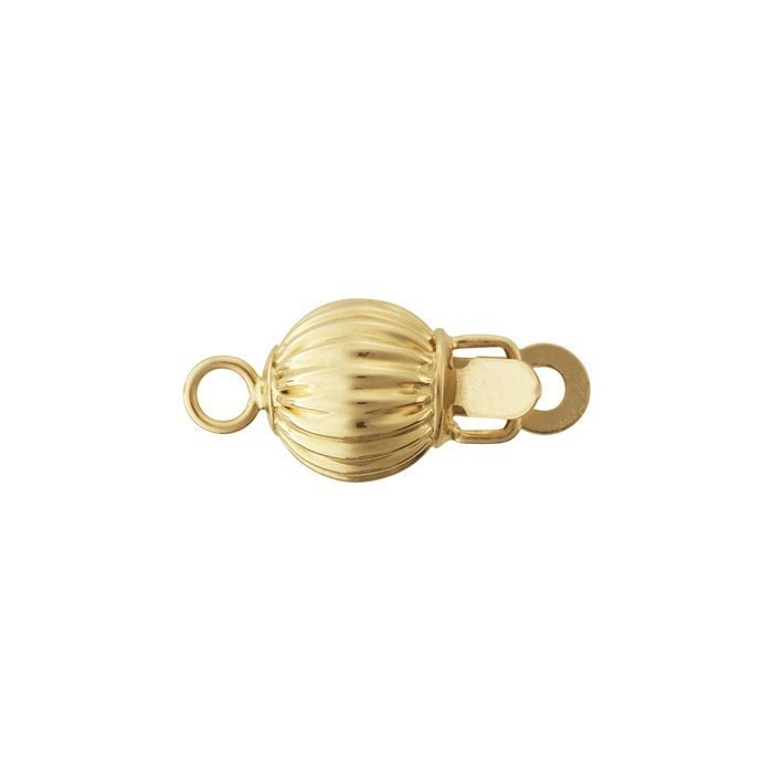 14K Yellow or White Gold Corrugated Bead Safety Clasp, choose your size