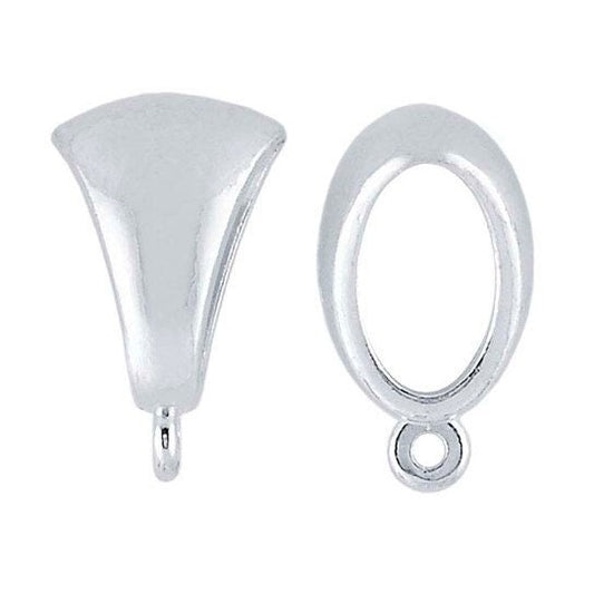 Sterling silver smooth pendant bail with perpendicular ring, choose your size