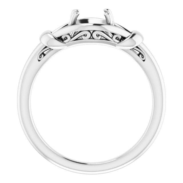 Oval knot ring 7x5mm mounting available in sterling silver, 14k yellow gold, and 14k rose gold,