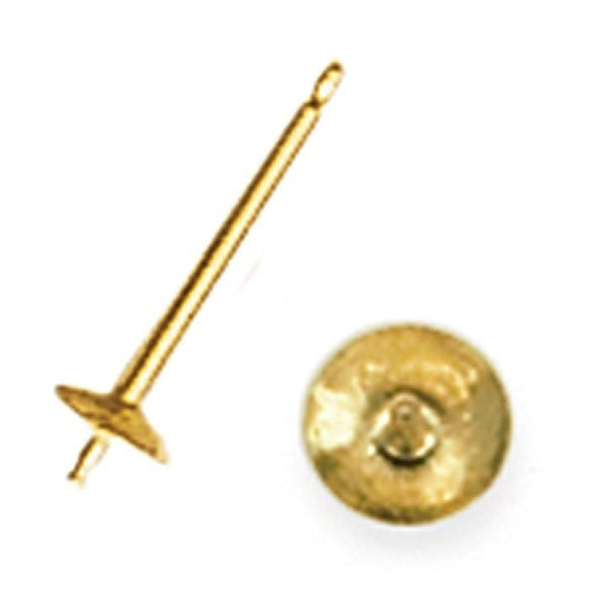 14k yellow or white gold ear post with cup and peg, sold in pairs