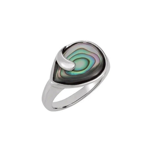 Sterling Silver Abalone Freeform Ring sz 7