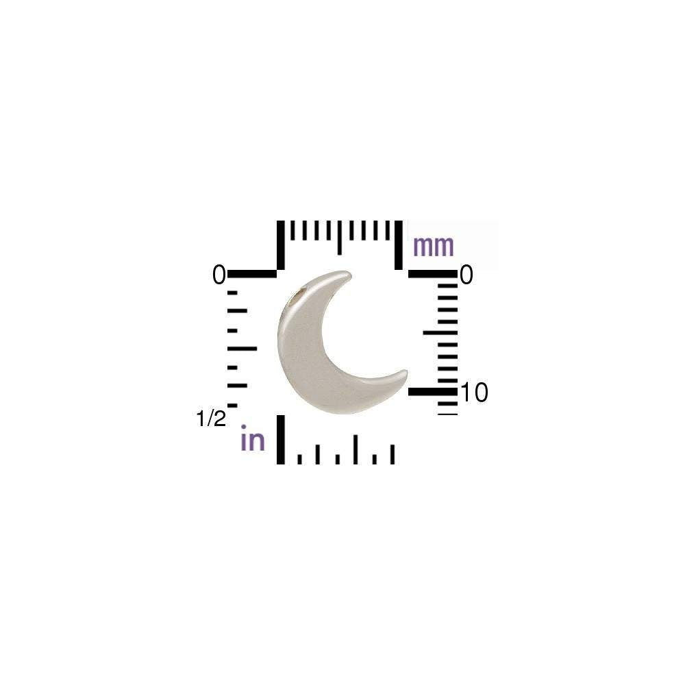 1 sterling silver bead - large moon 12x9mm