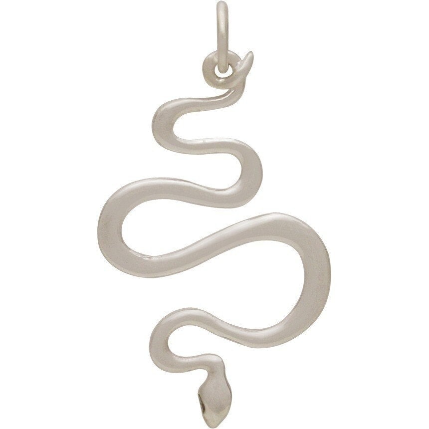 Sterling Silver Snake Pendant 37x20mm