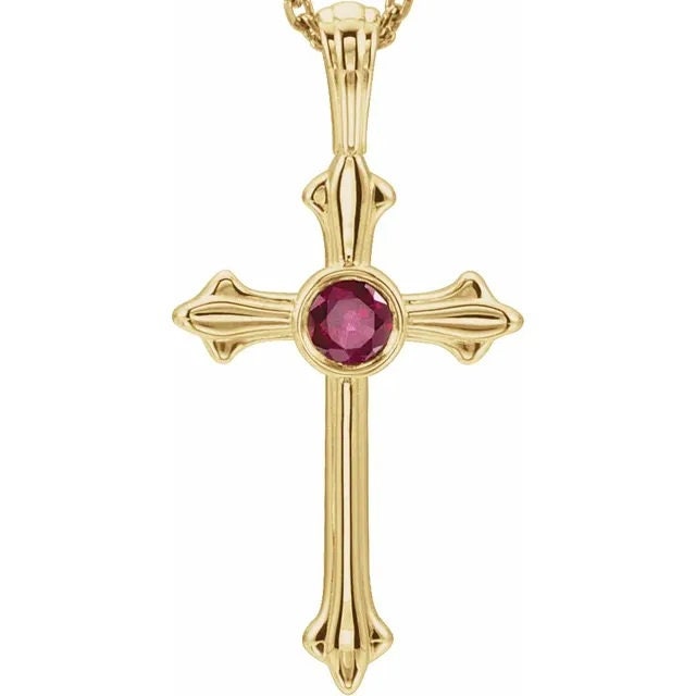 Cross Pendant Mounting for 3mm gemstone, available in Sterling Siler, or 14k Gold